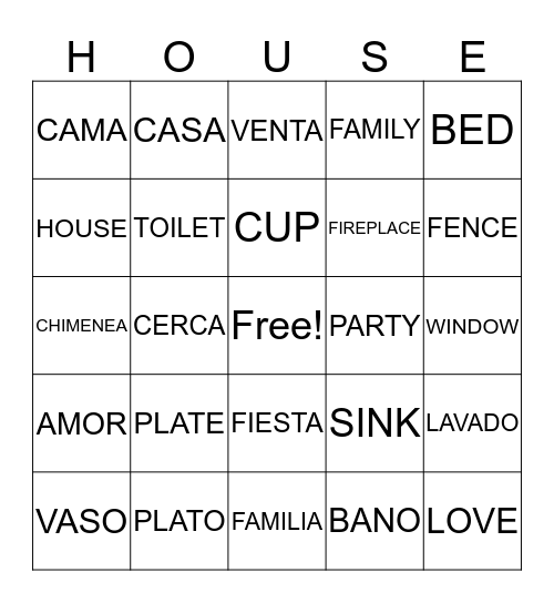 CASITA LINDA Bingo Card