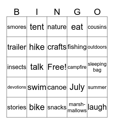 Gram & Gramp Camp Bingo Card