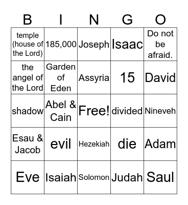 Bible Bingo Card