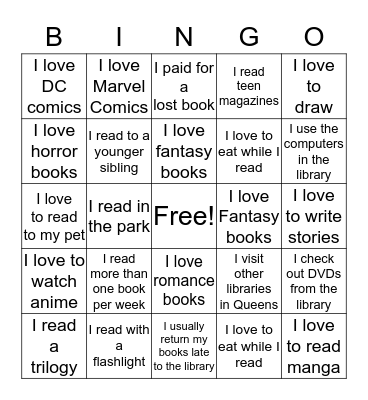 Book Bingo Card