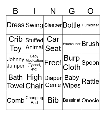 Baby Bingo Card