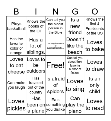 Find Someone Who Bingo Card