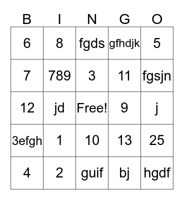 Megan's Bridal Shower Bingo Card