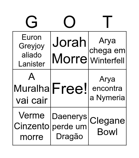 7ª Temporada Bingo Card