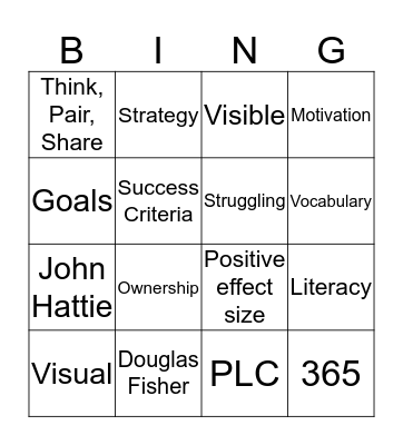 Making Literacy Visible Bingo Card