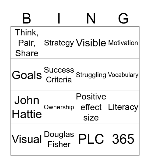 Making Literacy Visible Bingo Card
