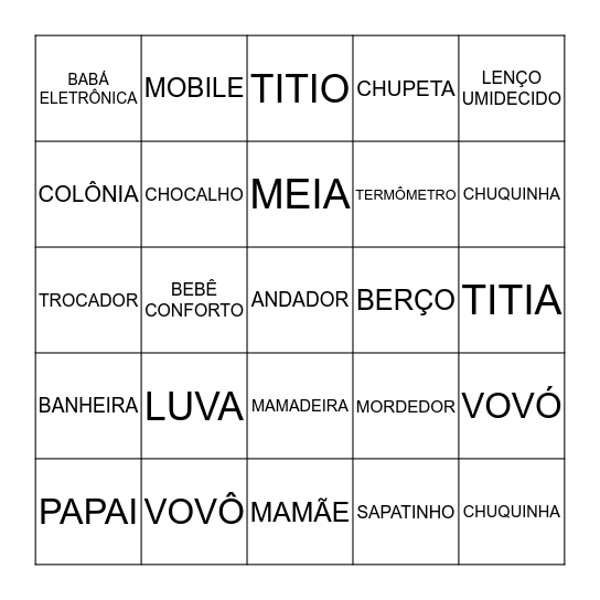 CHÁ DO MÁRIO Bingo Card