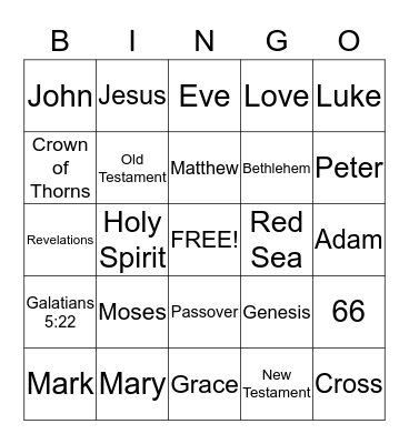 Christian Bingo Card