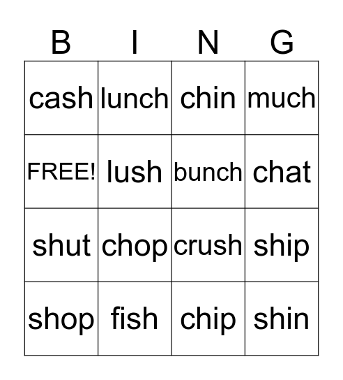 Phonics Bingo Card