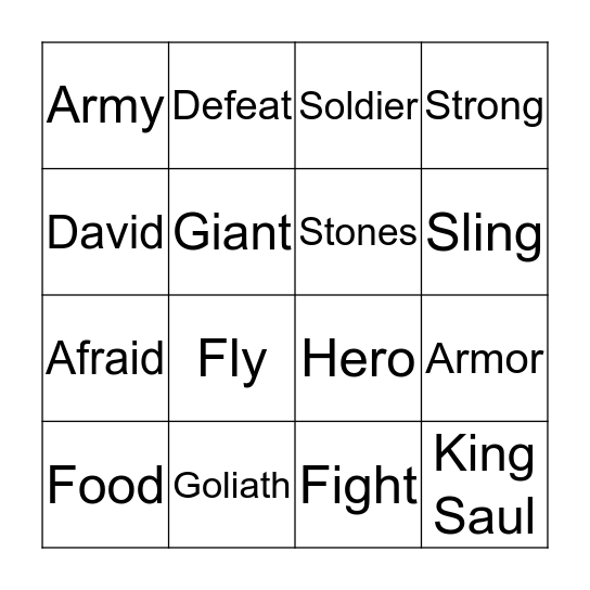 David and Goliath Bingo Card