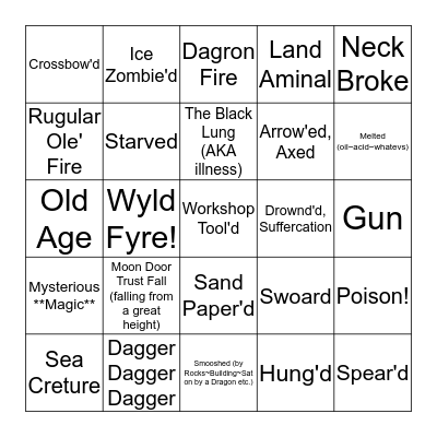 They Dead... Bingo Card