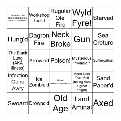 They Dead... Bingo Card