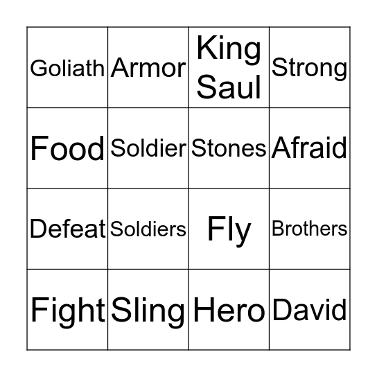 David and Goliath Bingo Card