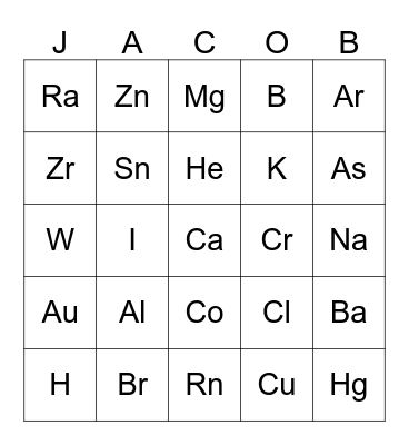 FUN WITH CHEMISTRY  Bingo Card