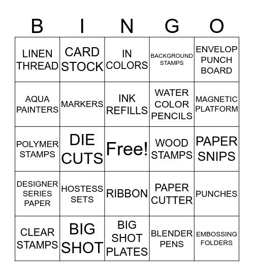 Stampin Bingo Card