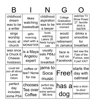 ADAMS FAMILY BIRTHDAY BINGO Card