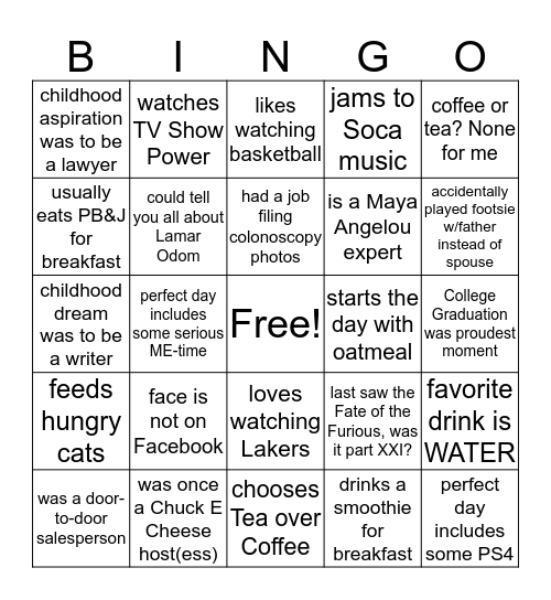 ADAMS FAMILY BIRTHDAY BINGO Card