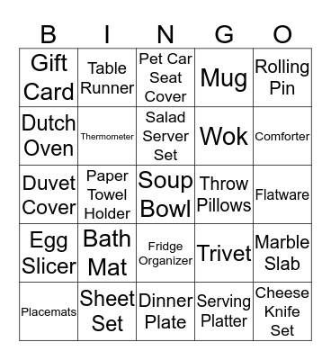 Bridal Bingo Card