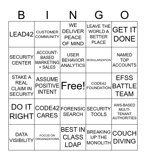 CODE42 Bingo Card
