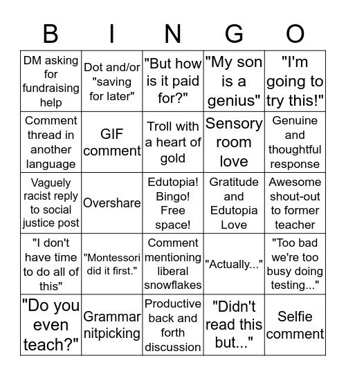 Facilitator Bingo Card