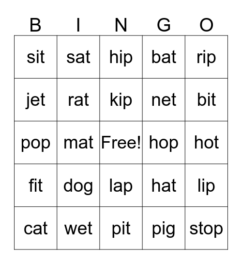 CVC BINGO Card
