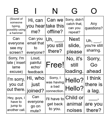 Phone Conference BINGO Card