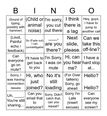 Conference Call Bingo Card