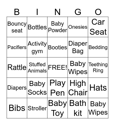 Baby Bingo! Check off as the gits are opened! Bingo Card