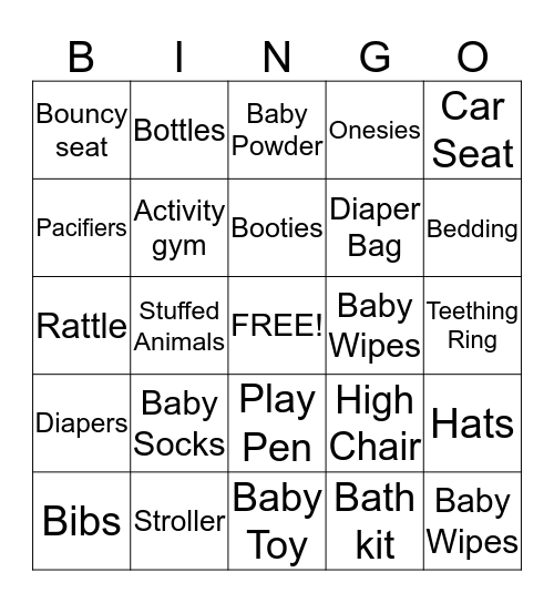Baby Bingo! Check off as the gits are opened! Bingo Card