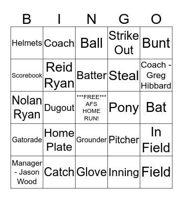 ROUND ROCK EXPRESS BASEBALL Bingo Card