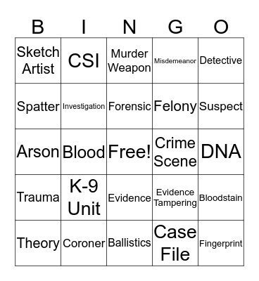 Forensics  Bingo Card