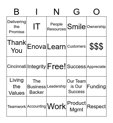 TBB Appreciation Bingo Card