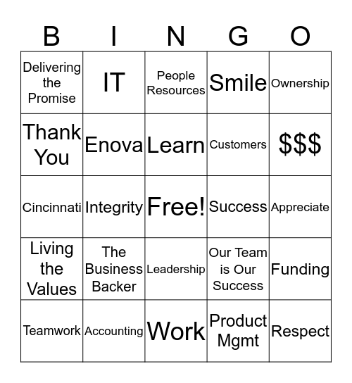 TBB Appreciation Bingo Card