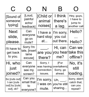 Conference Call Bingo Card