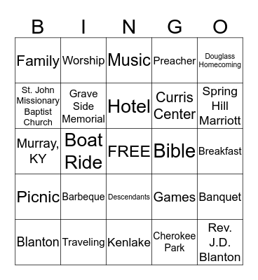 Blanton Family Reunion Bingo - 2017 Bingo Card