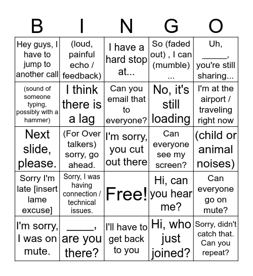 Conference Bingo Card