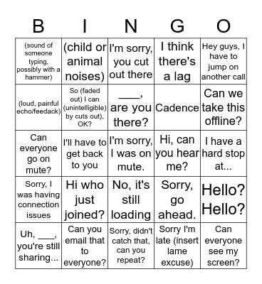 Siemens Conference Call Bingo Card