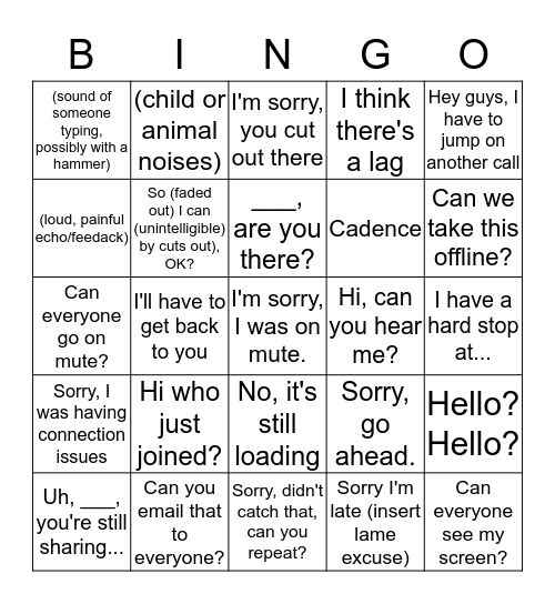 Siemens Conference Call Bingo Card