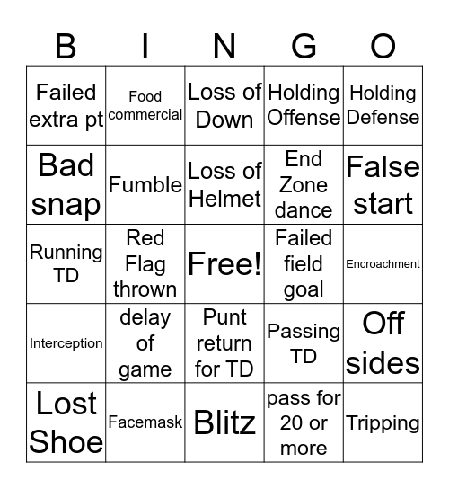 PACKER Bingo Card