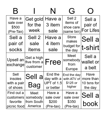 Dr. Martens Summer Picnic Bingo Card