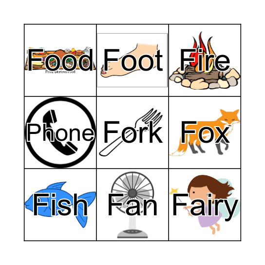 /f/ sound Bingo Card