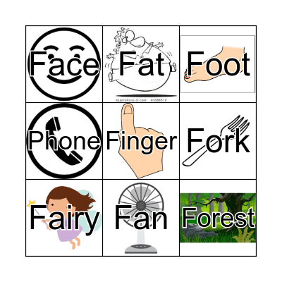 /f/ sound Bingo Card