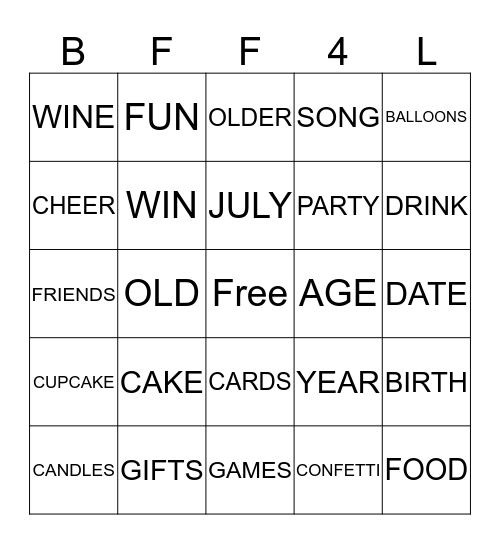 BIRTHDAY BINGO Card