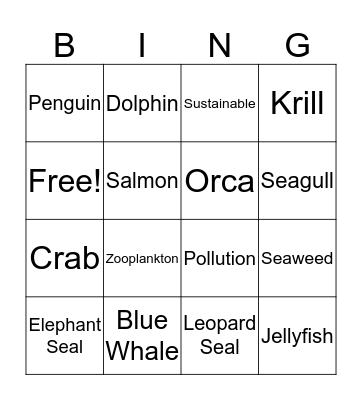 Vocabulary review Bingo Card