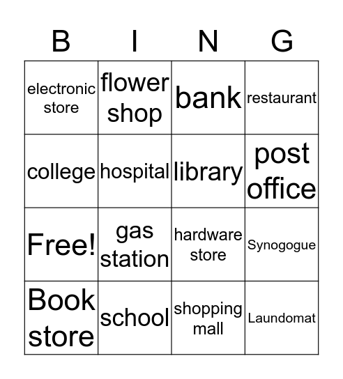 Buildings in a community Bingo Card