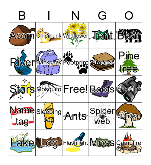 Let's go camping! Bingo Card