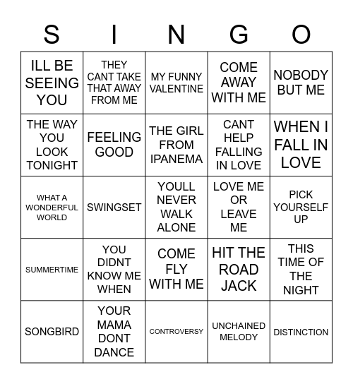 084 JAZZ CLASSICS Bingo Card