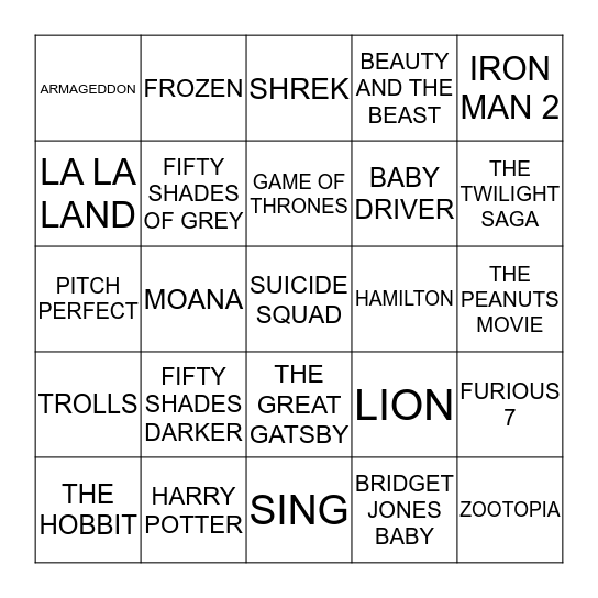 085 MOVIE SOUNDTRACKS Bingo Card