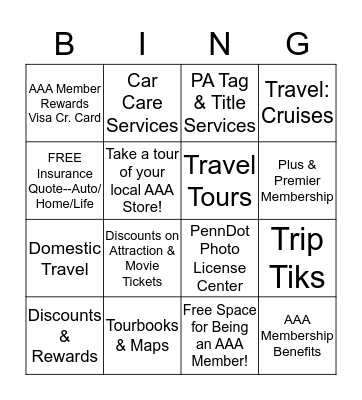 WELCOME NEW AAA MEMBERS! Bingo Card