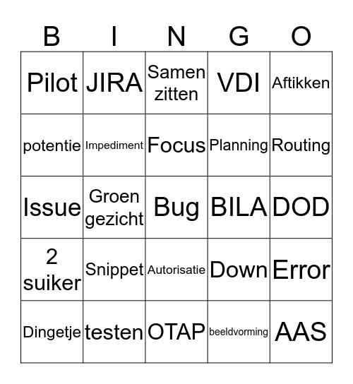 War room bingo Card